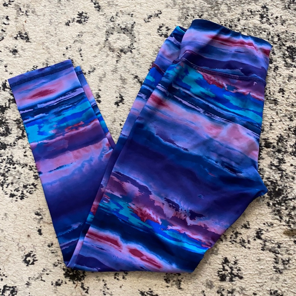 RBX watercolor striped workout leggings